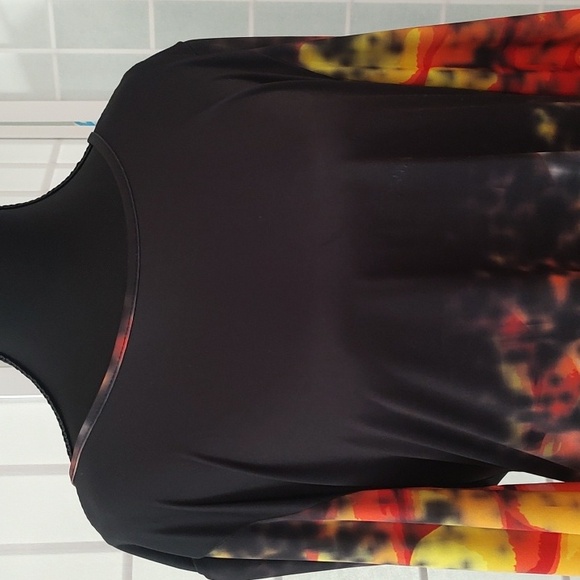 Vibrant Candy Corn Black and Orange Women's Tunic Halloween Fall - Picture 4 of 12